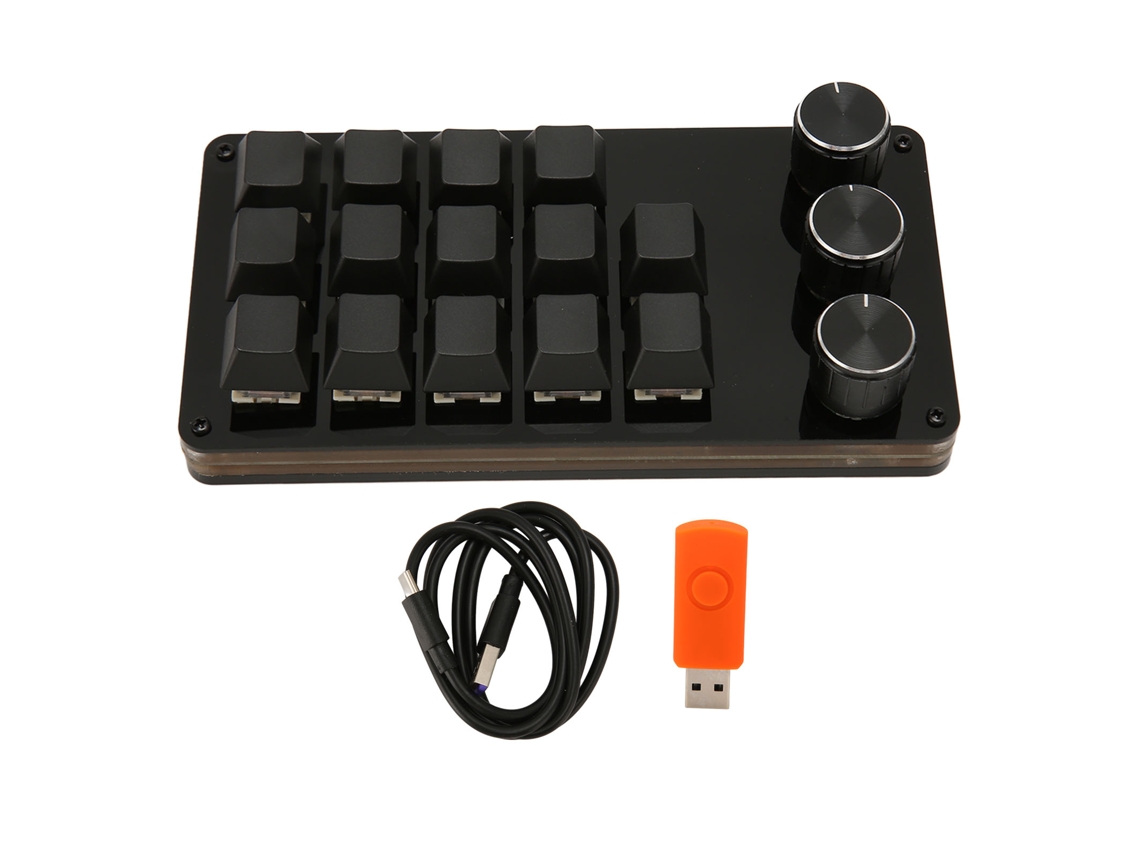 Mini Teclado Macro com 14 Teclas, 3 Botões Programáveis, Intercambiáveis | S/MARCA