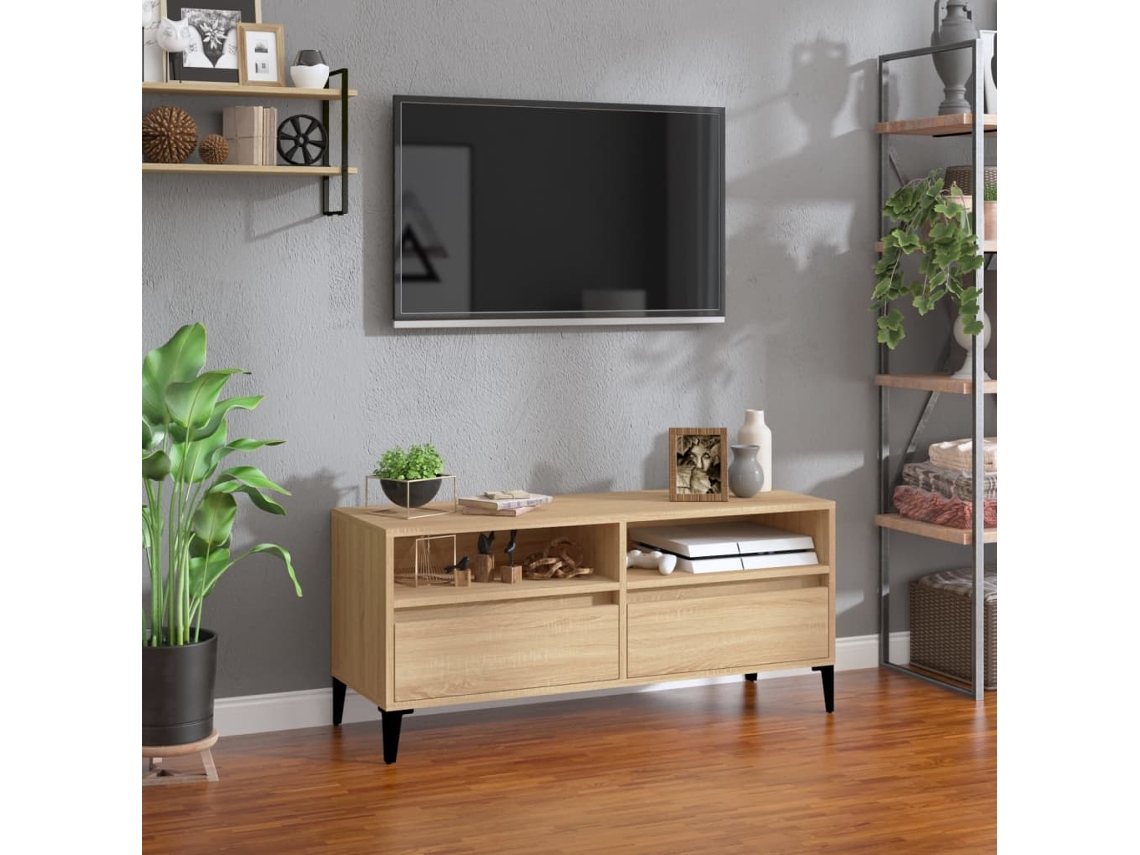 Vidaxl Móvel P/ Tv 100x34,5x44,5 Cm Derivados Madeira Carvalho Sonoma
