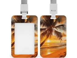 Porta-cartões Crachá com estampa de palmeira tropical, By The Sun, suporte vertical com cordão, protetor de cartões À Prova D