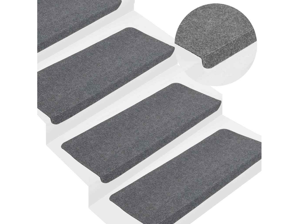 Vidaxl Tapetes De Escada Adesivos 30 Pcs 65x24,5x3,5 Cm Cinzento
