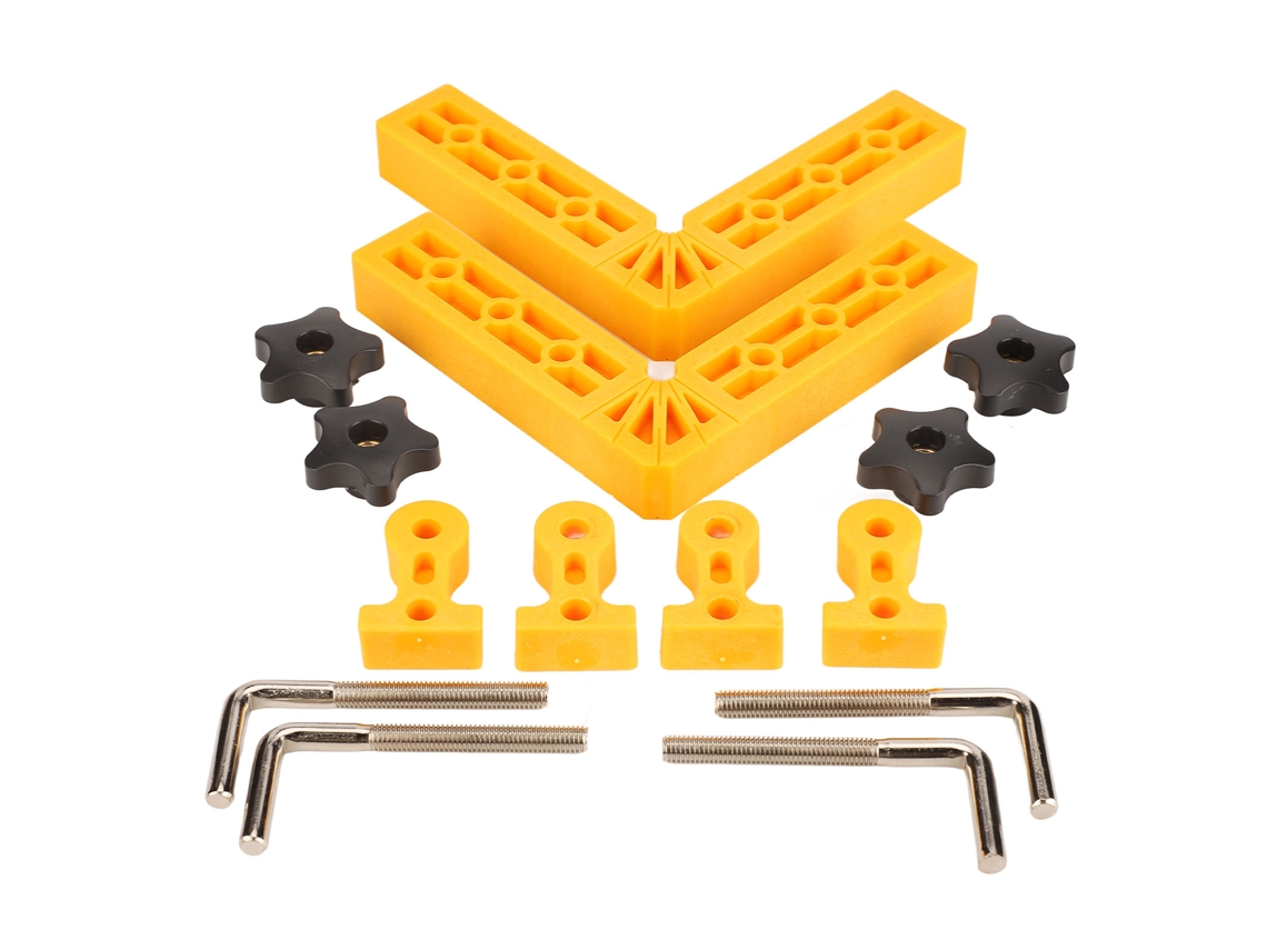 Squares De Posicionamento 140mm Abs Clamp 90 Graus Com Escala Para Marcenaria Amarelo