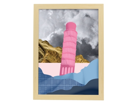 Póster Artemante NACNIC Pop. Torre inclinado a ilustrações artísticas modernas para decoração de interiores.