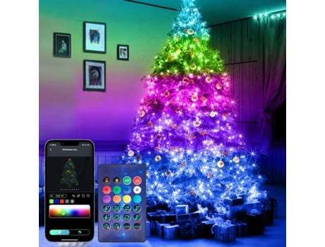Rgb 20M 200Led Iluminação Dinâmica Usb Bluetooth com Controle Remoto de 24 Teclas À Prova D'Água Corda de Luz Decoração de Natal CHRUI