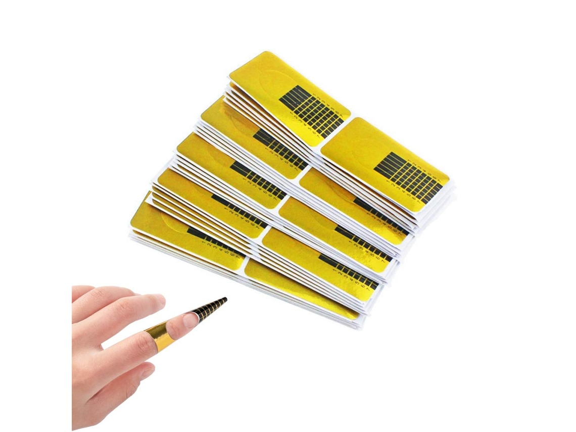 Conjunto com 200 Suportes de Papel Dourado para Unhas AURUM