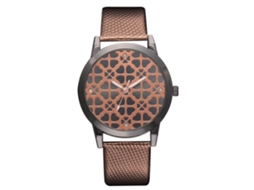 Relógio de Pulso Feminino de Quartzo com Cinta de Pu e Strass Marrom