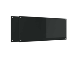 Conjunto 2 Backsplash De Vidro Temperado Para Cozinha Vidaxl Preto Vidro Temperado