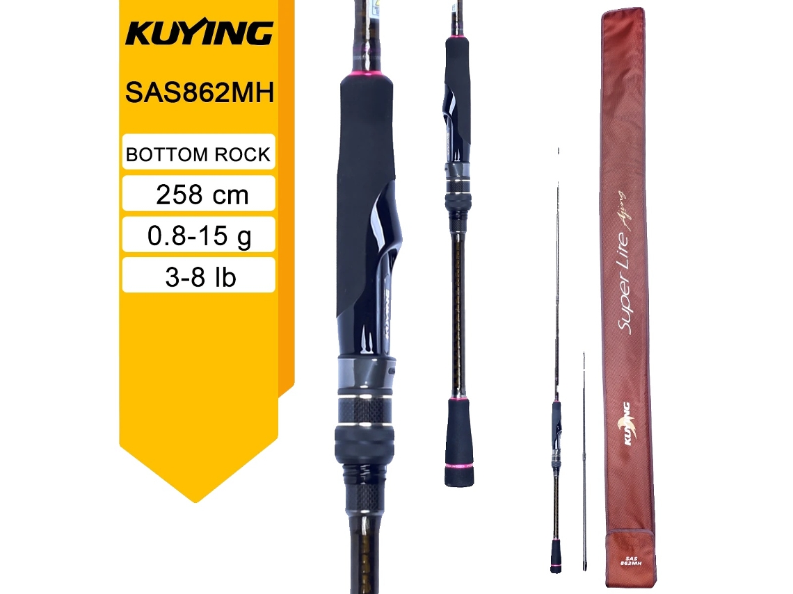 Vara De Isca Para Pesca, Material De Carbono, Ação Rápida, Sas862mh(girando)