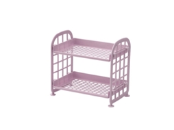 2026 estantería Doble Capa Plegable Baño Abs Organizador Maquillaje Cocina 21,5x14x20,5cm Morado