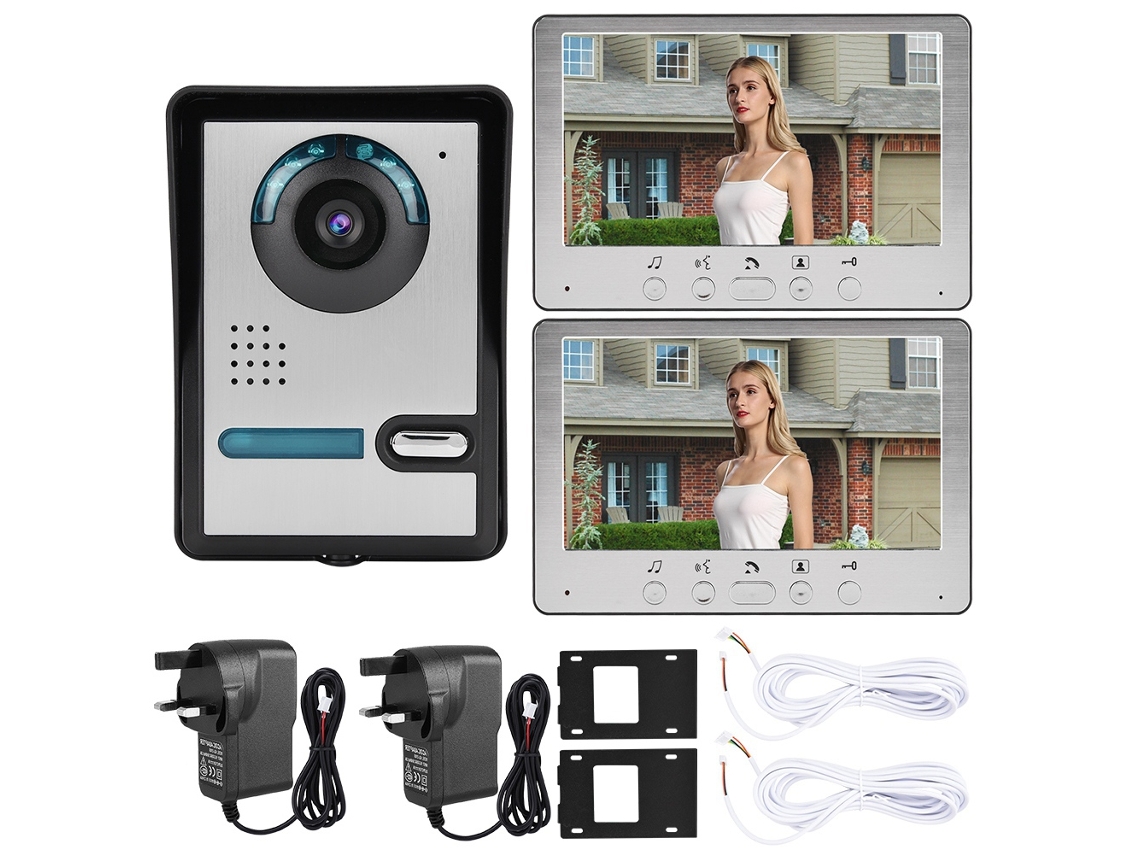 Interfone De Vídeo De Porta Com Fio De 7 Polegadas (um Para Dois, Compatível Com Normas Do Reino Unido, 110v-240v)