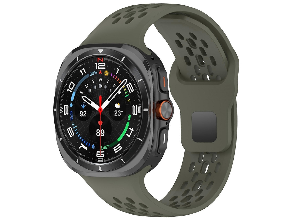 Pulseira De Silicone De Cor Sólida Com Fivela Quadrada E Furos Para Samsung Galaxy Watch Ultra 47mm.