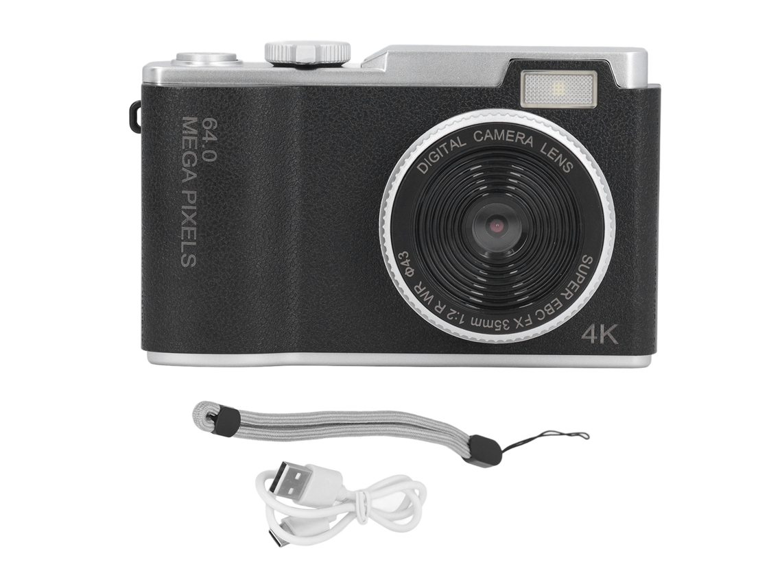Câmera Digital 48mp 1080p Tela De 2,4 Polegadas 16x Zoom Antivibração Compacta Selfie Portátil Para Viagens Preta