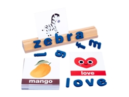 Quebra-cabeça de madeira com letras, jogo educativo infantil 2026, ideal para meninos e meninas.