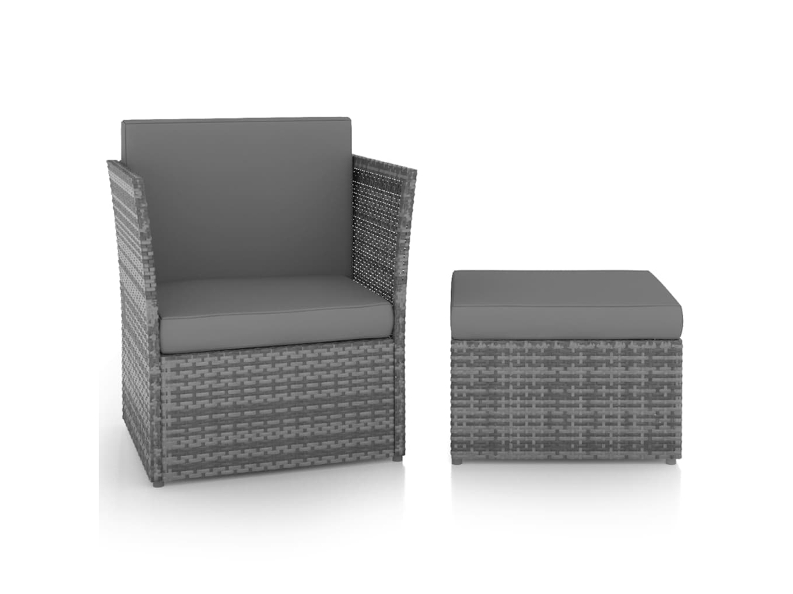 Cadeira De Jardim Com Banco Vime Pe Antracite Dkd Home Decor
