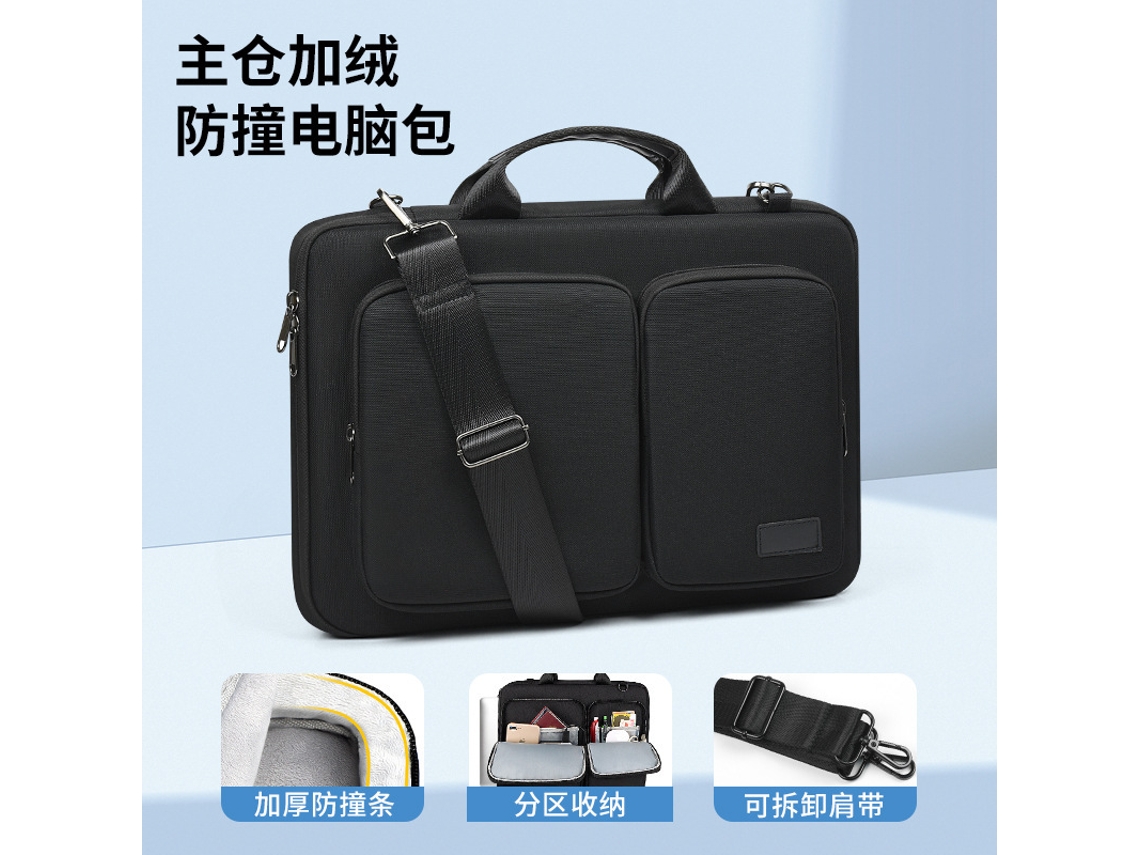 Bolsa De Ombro Para Laptop Mysterious Black 15,6 Polegadas Yunzii (com Alça De Ombro)