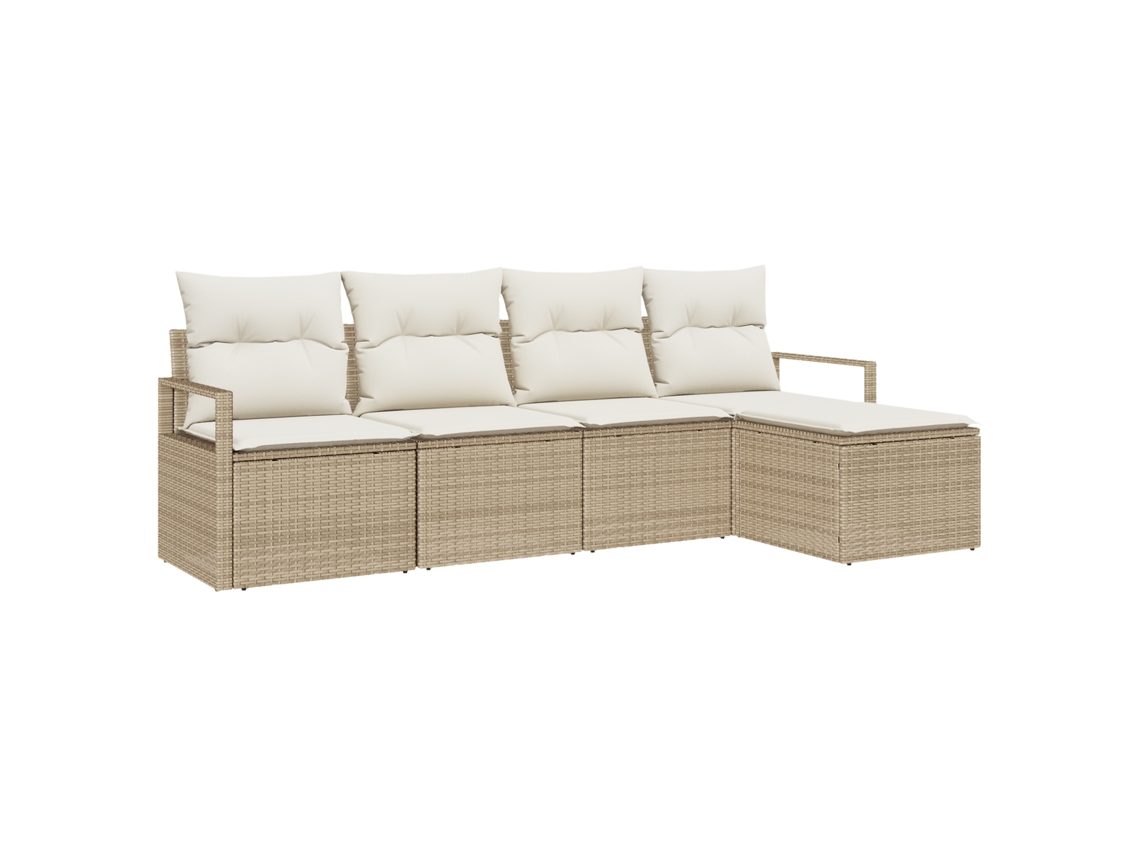 Conjunto 5 Conjunto De Jardim Ao Ar Livre Vidaxl Bege Vime Pe (230 X 117 X 85 Cm)