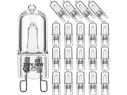 Rebe 20 Lâmpadas Halógenas G9 60w, Reguláveis, Luz Branca Quente 2800k, para Lâmpadas Pendentes e Apliques