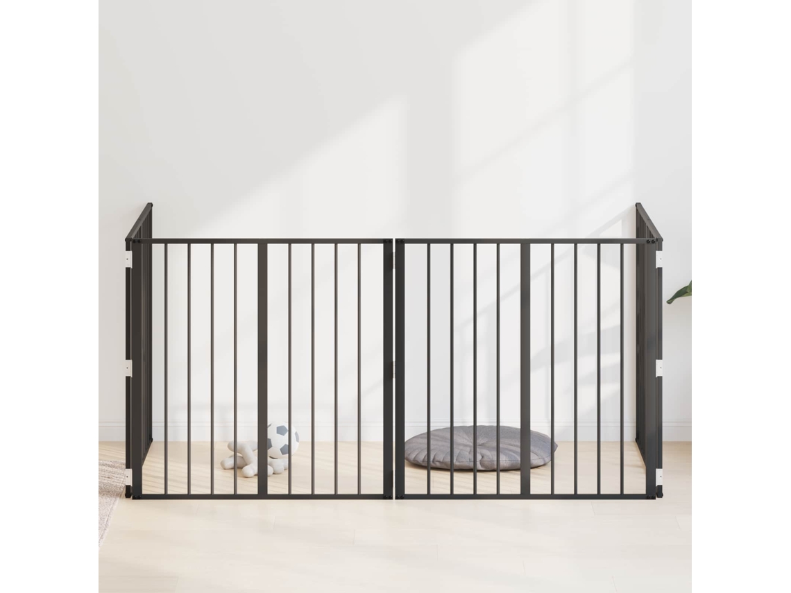 Vidaxl Portão Para Cachorros 4 Unid. Preto 80 X 80 Cm Aço Galvanizado