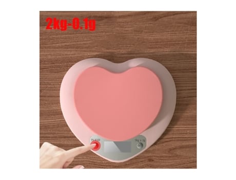 Balança De Cozinha Electrónica Portátil Em Forma De Coração Cor-De-Rosa 2Kg WT-33