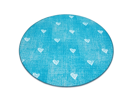 Tapete Para Crianças Hearts Circulo Jeans, Vintage Corações - Turquês (circulo 170 cm)