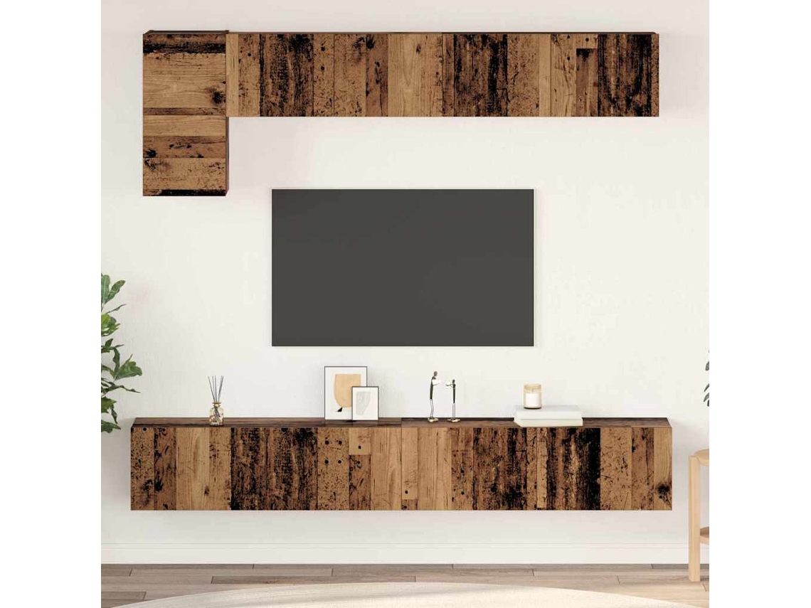 Vidaxl Conjunto De Móvel De Tv 5 Pcs Madeira Antiga Madeira Processada