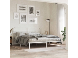 Vidaxl Estrutura De Cama Com Cabeceira 183x213 Cm Metal Branco