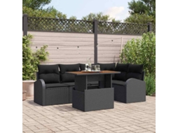 Vidaxl Conjunto De Sofá De Jardim 6 Unid. Preto Rattan Sintético