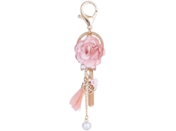 2026 llavero de Perlas Falsas com Floco Floral Linjou para Carro Bolsa Carteras Cor Rosa