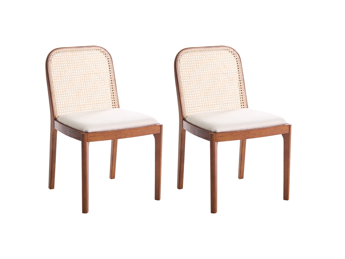 Sillas Con Respaldo De Ratán Beliani Edina De Tela Marrón 50x54x80