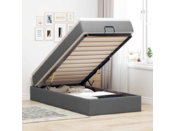Vidaxl Estrutura Cama Otomana Colchão 90x200 Cm Tecido Cinzento Escuro