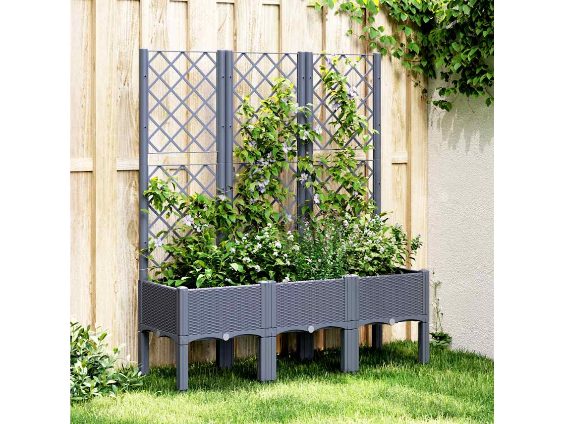 Vidaxl Vaso/floreira De Jardim C/ Treliça 120x40x142 Cm Pp Cinzento Azul