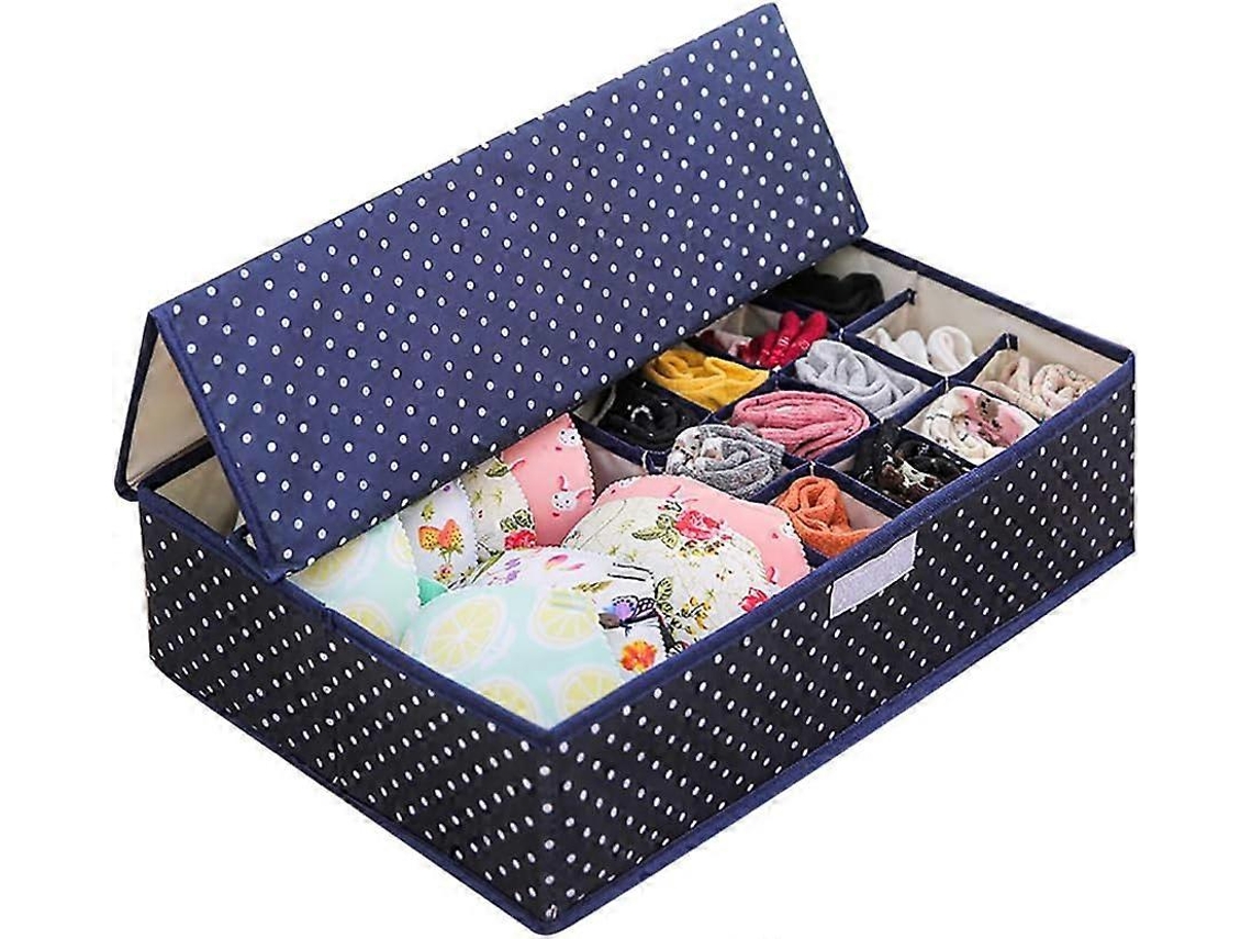 Caixa De Armazenamento Para Roupas Íntimas Com 17 Compartimentos, Organizador Dobrável Para Meias E Roupas Íntimas. Olysi Shop