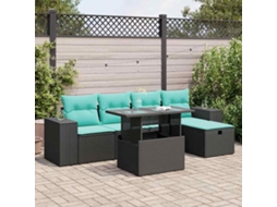 Vidaxl 6 Pcs Conjunto Sofás Jardim Com Almofadões Pe/acácia Cinzento