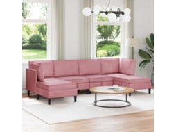 Vidaxl Conjunto De Móveis Para Sala De Estar 6 Unid. Rosa Veludo