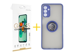 Pack 1 x Película de Vidro Temperado 2.5D + Capa SKYHE Samsung Galaxy A16 5G Gel Bumper Ring Azul