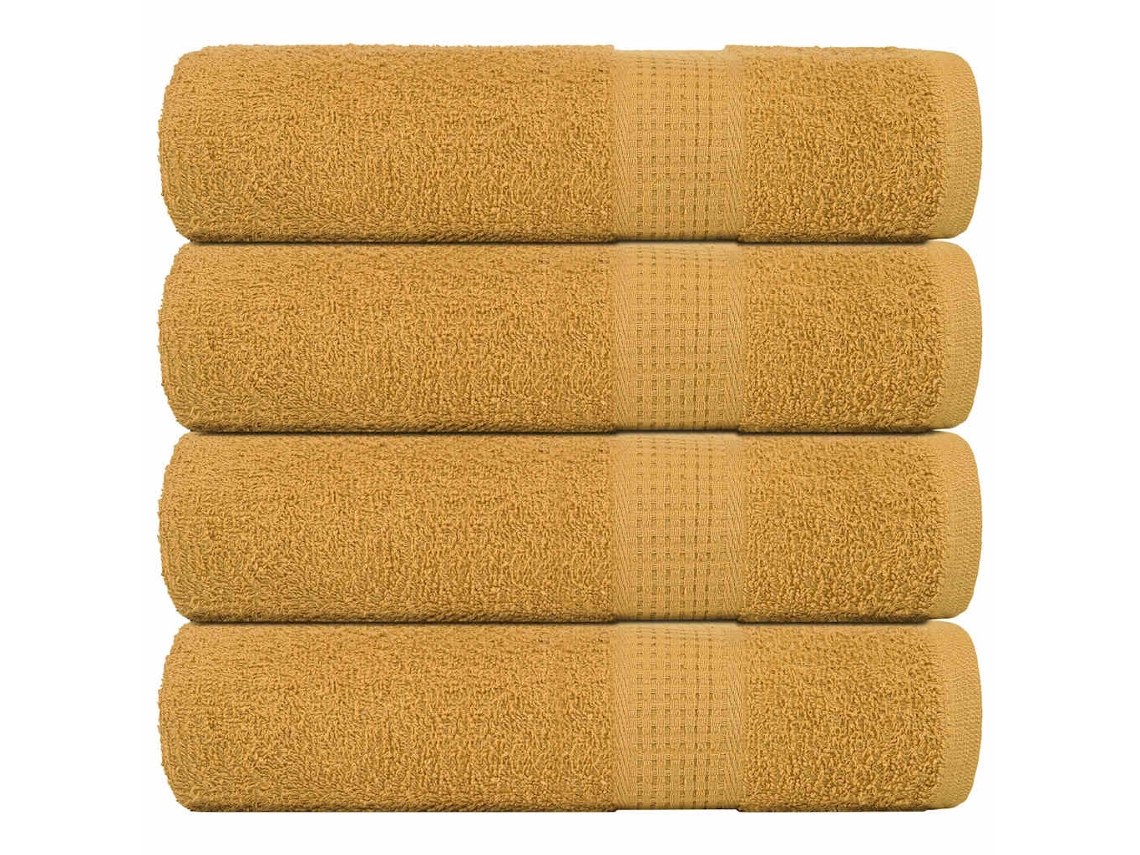 Vidaxl Toalhas De Banho Frogn 4 Pcs 100x150 Cm 360 G/m² Ouro