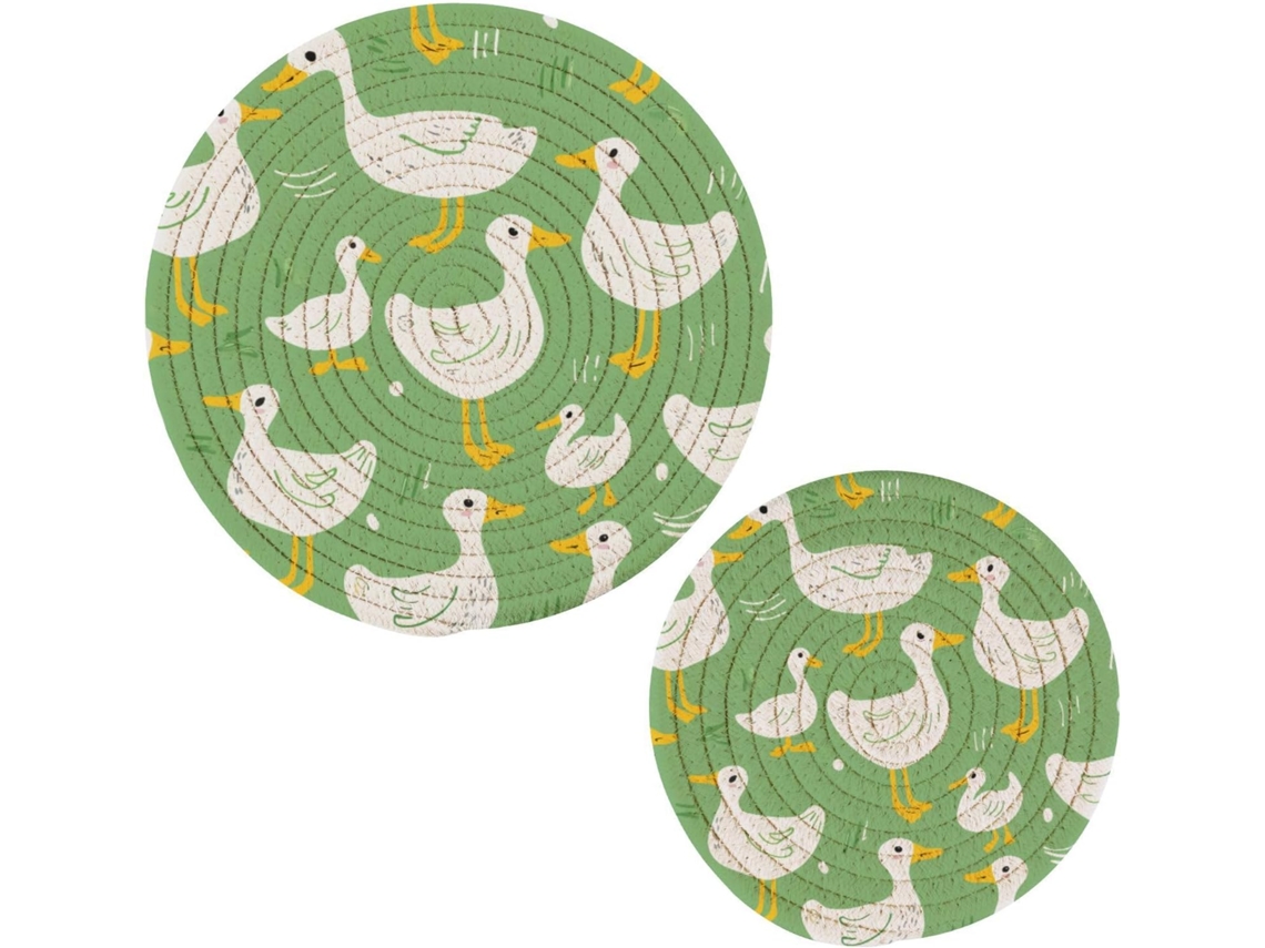 Conjunto De 2 Descansos De Panela, Em Algodão, Formato De Pato
