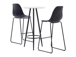 Vidaxl 3 Pcs Conjunto De Bar Plástico Preto