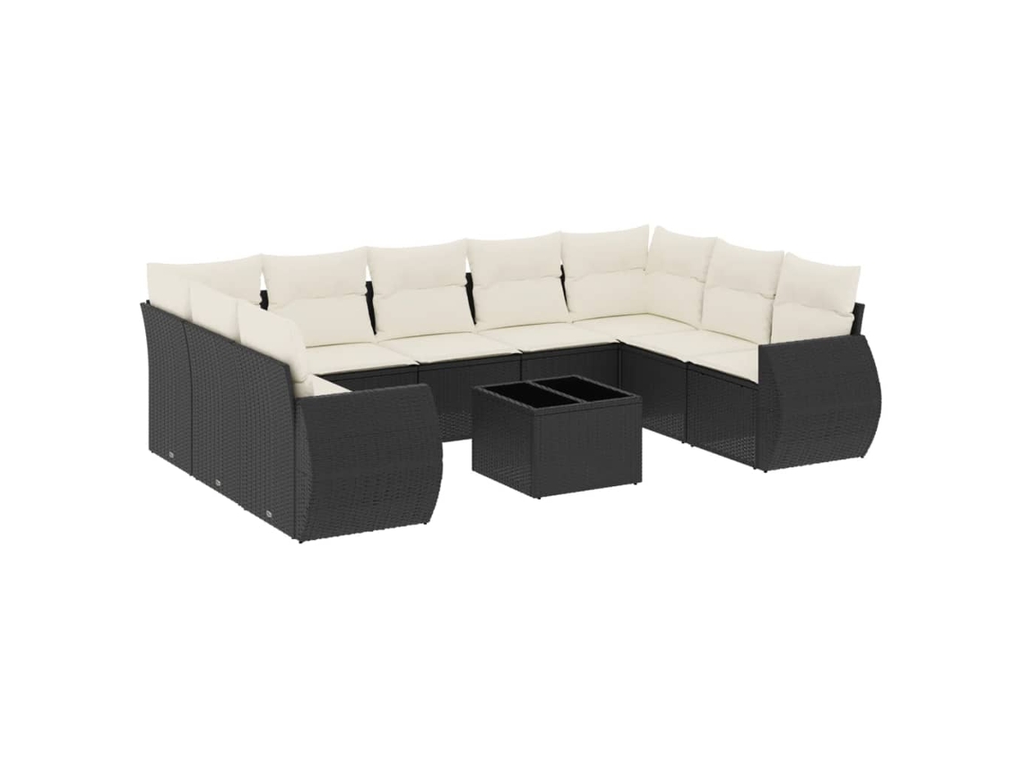 Maison Exclusive - 10 Pcs Conjunto Sofás De Jardim C/ Almofadões Vime Pe Preto