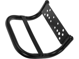 Suporte de braço traseiro preto para segurança da bicicleta, com design metálico antiderrapante.