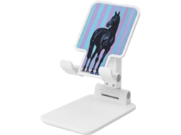 Cavalo Preto Com Listras Azuis E Roxas Suporte Dobrável Para Celular Altura Ângulo Ajustáveis Compatível Todos Os