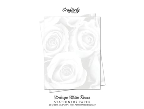 Livro Vintage White Roses Stationery Paper Cute Letter Writing Paper For Home, Office, 25 Count, Floral Print De Crafterly Paperie (inglês)
