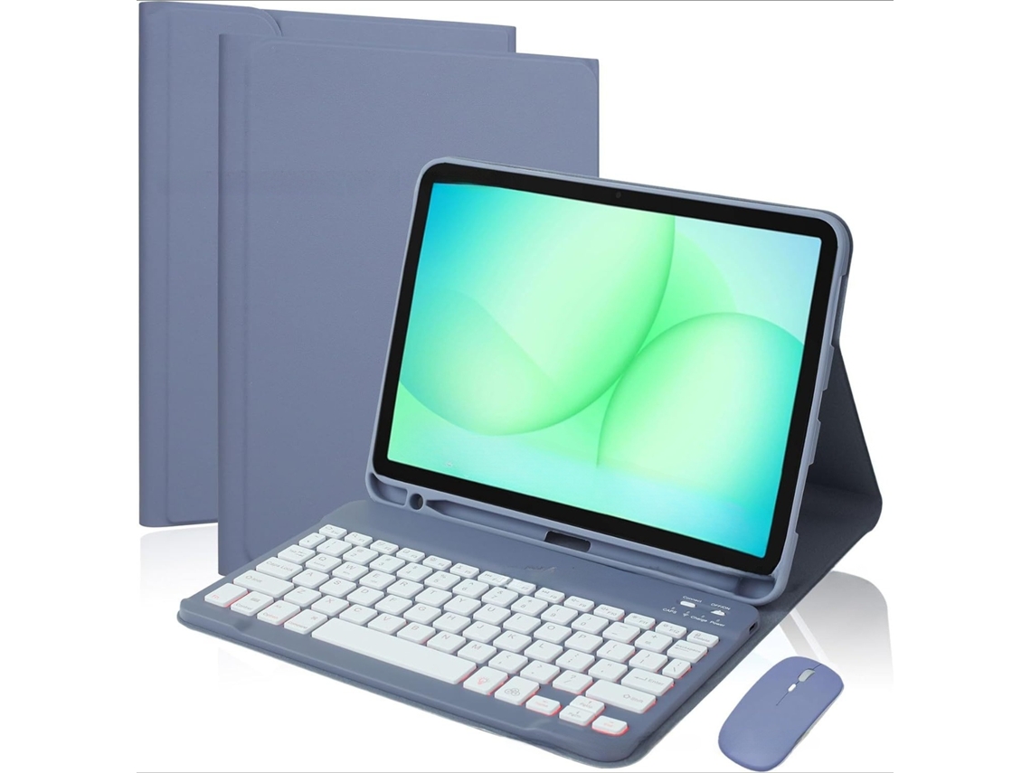 Capa Com Teclado Bluetooth Retroiluminado E Rato Para Samsung A11 Plus 11 Polegadas Sm-x230/x235/x236 (português-roxo)