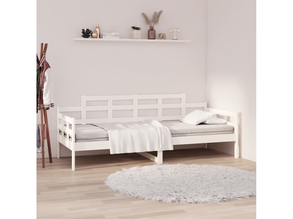 Vidaxl Sofá-cama 90x190 Cm Madeira De Pinho Maciça Branco