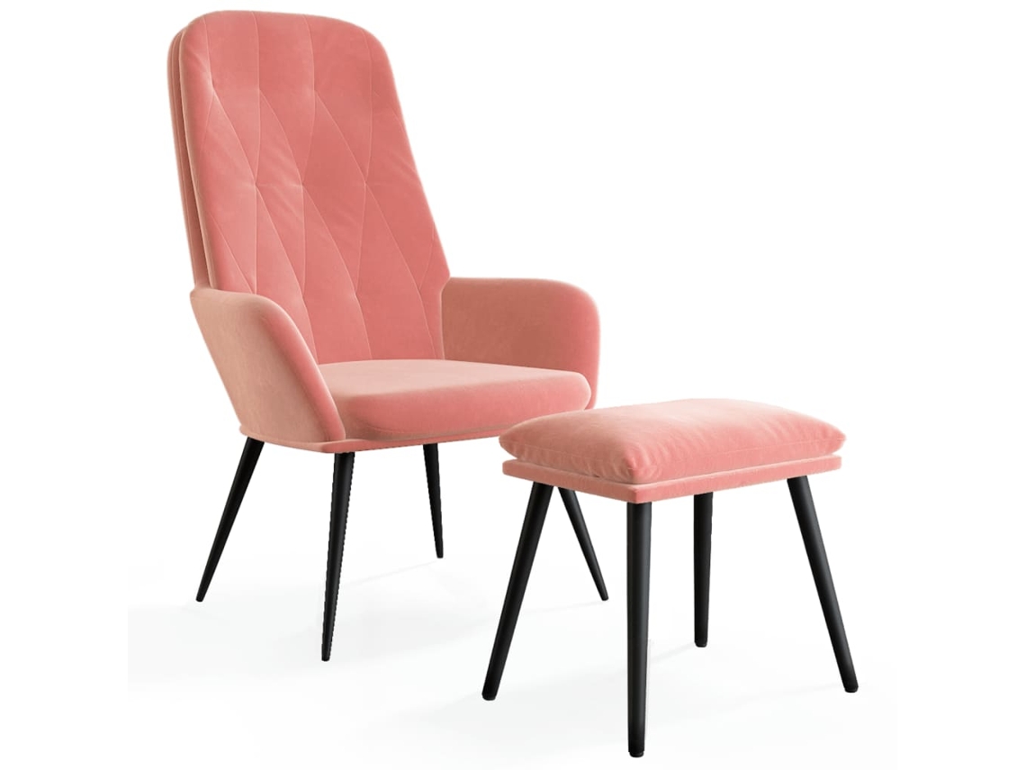 Relaxing Chair With Footstool, Relaxing Chair With Footstools Vidaxl Cor-de-rosa Veludo
