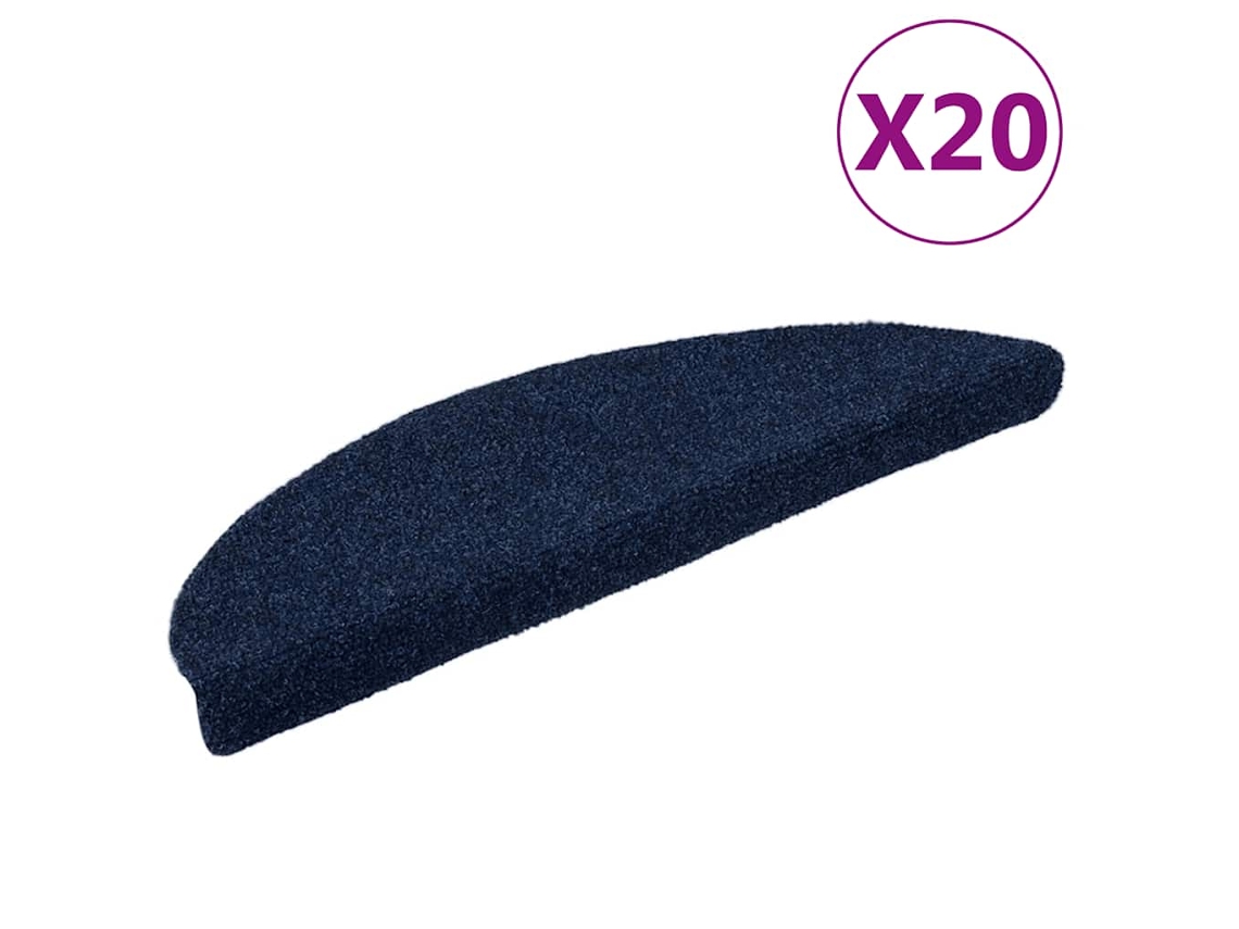 Vidaxl Tapetes De Escada Autoadesivos 20 Peças 56x17x3 Cm Azul-marinho Semicircular