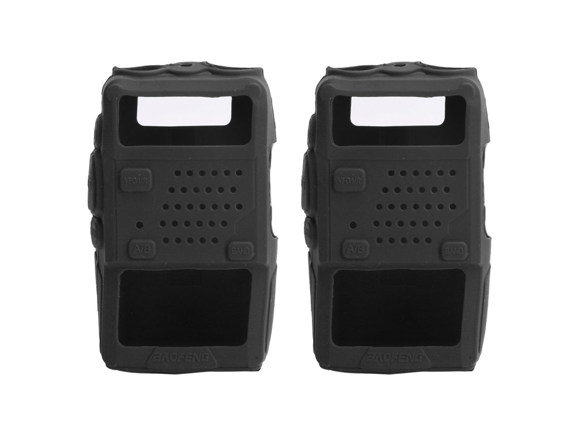 2pcs Capa De Silicone Protectora Para Rádio Walky Talky Baofeng Uv5r Mini (preto)