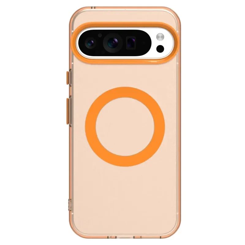 (laranja, Google Pixel 9) Capa De Celular Elegante, Fosca E Semitransparente, Com Carregamento Magnético E Proteção Contra Impactos.