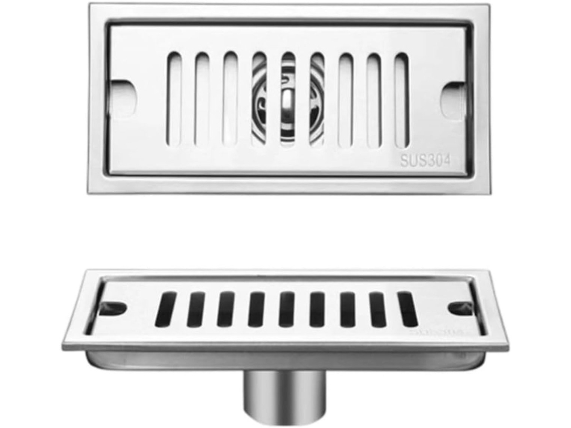 Ralo de Piso Linear em Aço Inoxidável 304 com Filtro Duplo para Banheiro, Cozinha e Piscina, 20 50cm AQUAFORGE (10cm X 20cm)