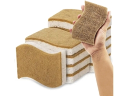 Esponja Biodegradável, Pacote Com 12 Esponjas Ecológicas Feitas De Celulose Madeira E Fibra Coco, Esfoliante Potente Para Louças, Cozinha E Casa