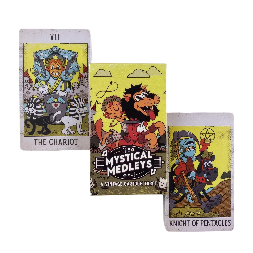 Cartas De Tarô Retrô Em Estilo Cartoon, Jogo De Adivinhação, Ferramenta De Adivinhação Adequada Para Todos Os Níveis.